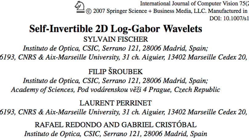 Self-Invertible 2D Log-Gabor Wavelets